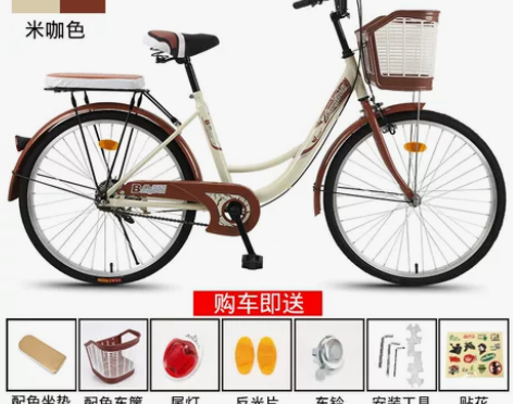 自行车女式成年普通通勤单车城市复古上班轻便...