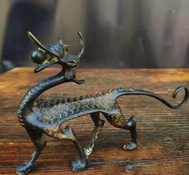 老物件处理，纯铜老茶宠  走龙吐珠  中华...