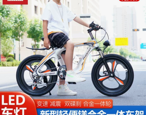 凤凰自行车 山地车镁合金儿童碟刹变速男童中...