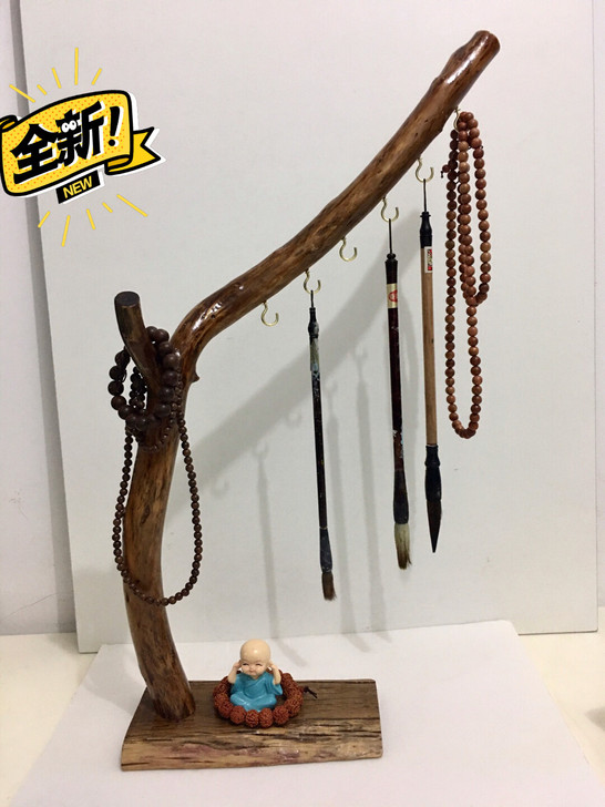 毛笔架，升级风化木底座，高55厘米宽31厘...