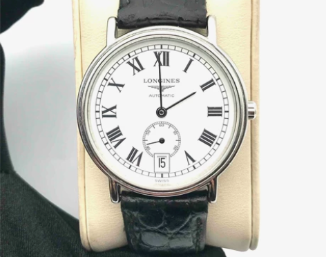 浪琴经典系列精钢罗马数字三针日历自动机械皮...