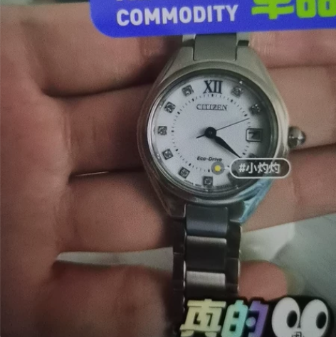 西铁城CITIZEN女士手表小蓝针光动能不...