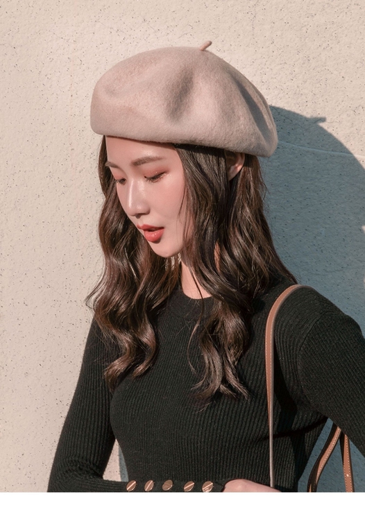 帽子女贝雷帽小香风羊毛呢秋冬百搭