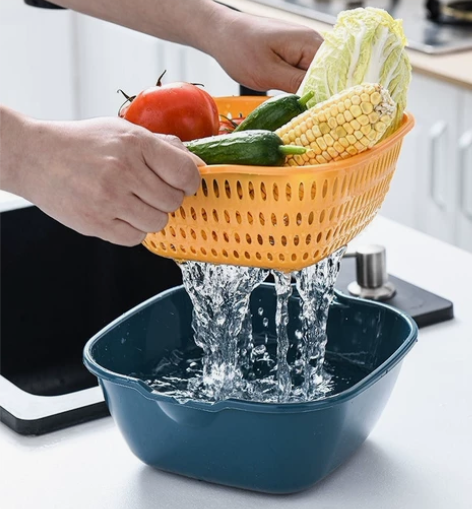【4.9包邮】双层塑料洗菜盆沥水篮子厨房神...