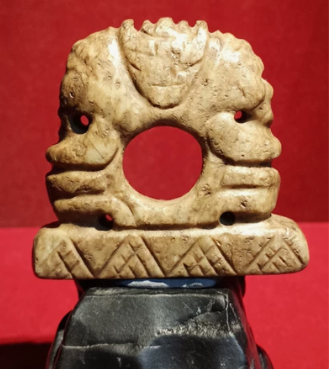石器时代人面复合件  地方玉质 宽7.3厘...
