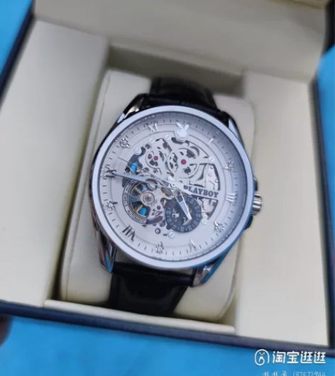 正品花花公子男士手表新款镂空机械表全自动运...