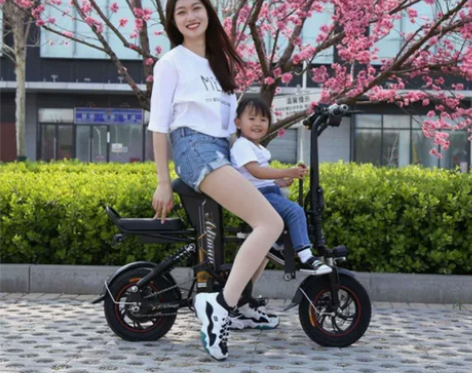?带娃母子亲子电动自行车锂电池折叠男女士小...