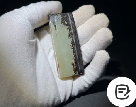 古玉#老和田玉籽料水银黑沁皮带扣挂件手把件...