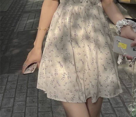 法式奶油初恋纯欲碎花连衣裙2022夏季小个...