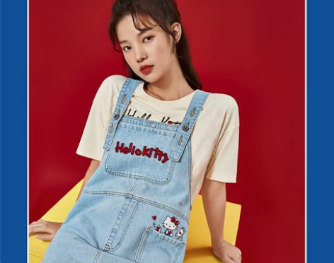 茵曼｜Hello Kitty联名系列牛仔背...