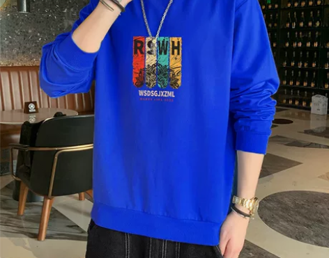 男士秋季印花圆领薄款上衣 宽松型 穿起来宽...