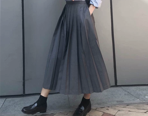 百褶大摆裙a字伞裙长裙21秋款高腰高温压褶...