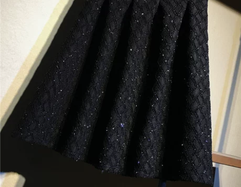 亮片空气层伞裙a字半身裙春秋百搭高级感松紧...