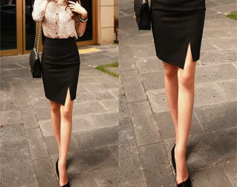 包臀半身裙夏季职业OL高腰短裙弹力黑色工装...