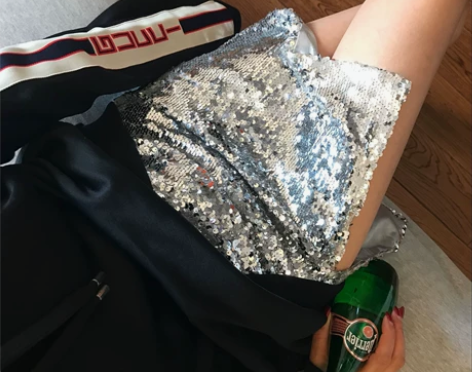 美人鱼超闪亮片 侧开衩bling短裙包臀裙...