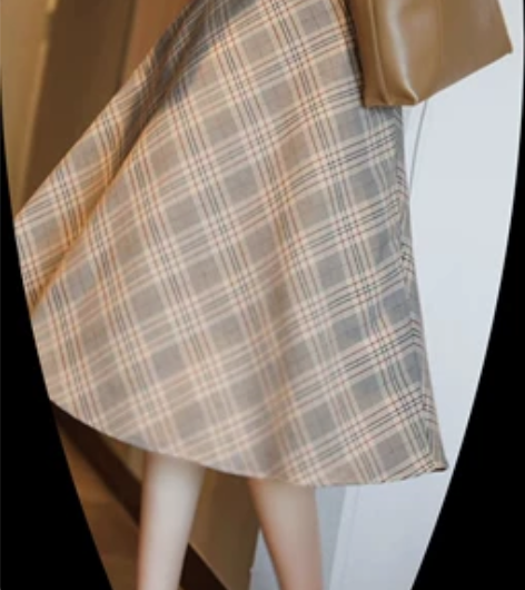 ?优雅复古风格 撞色千鸟格纹大摆裙中长款半...