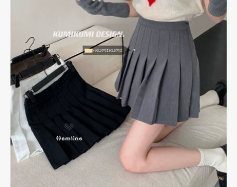 黑色百褶裙女显瘦a字裙短裙夏季设计感小众高...