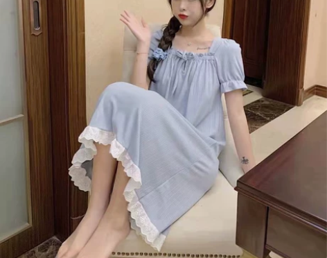 夏天睡裙女夏款纯棉短袖2022年新款甜美公...