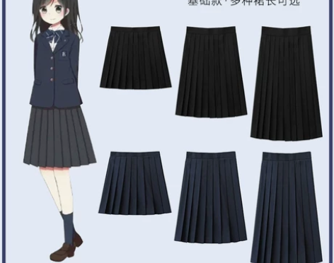 空栗鼠丸JK百褶裙基础款制服短裙女正版纯黑...