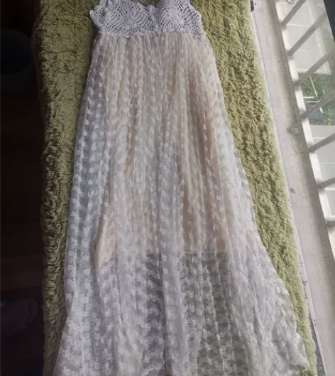 全棉蕾丝连衣裙仙女裙裙长125，上身蕾丝是...