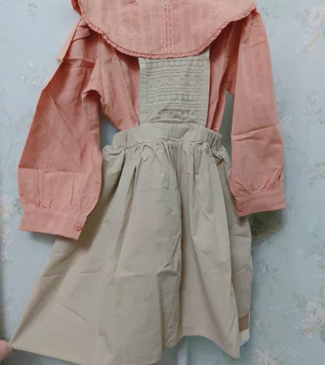 全新女童130实体品牌货森系田园风正码刺绣...