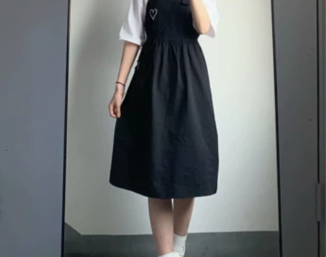 盐系学院风穿搭中长款裙子夏季新款大码胖mm...