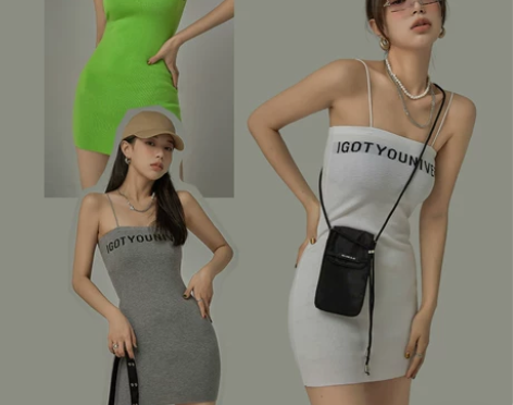 CHUU甜辣风吊带连衣裙女性感2022新款...