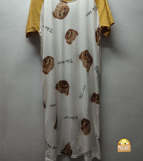 全新可爱款睡裙针织棉超透气薄款可爱风睡裙夏...