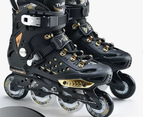 soft黑武士平花鞋成人滑冰鞋花式直排轮滑...