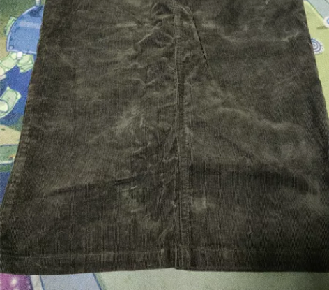 MUJI无印良品，灯芯绒中裙，M码，橄榄绿...