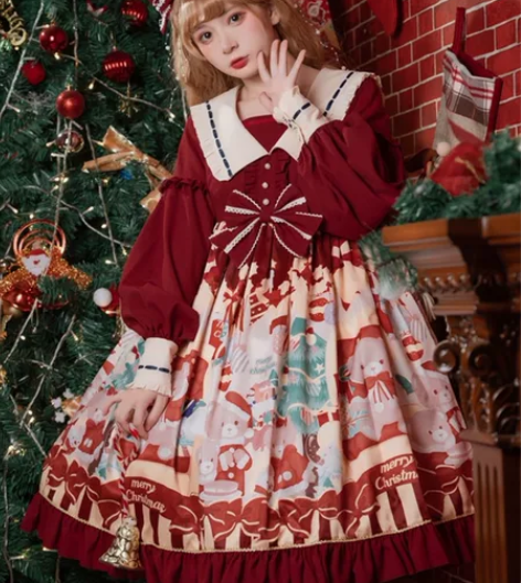 圣诞小熊lolita正版裙op原创甜系可爱...