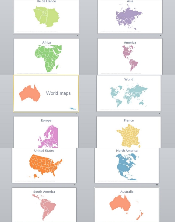 世界地图,ppt绘图,可修改素材。