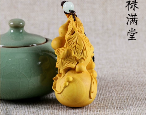 小叶黄杨木雕手把件雕刻工艺品实木把玩饰品挂...