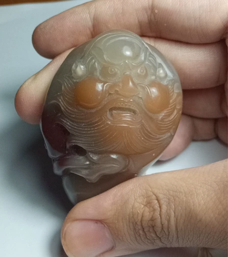 紫绿玛瑙,钟馗捉鬼,钟馗降魔,玉雕把件巧雕...