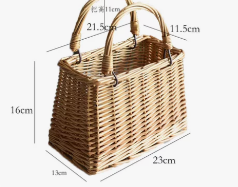 创意花篮装饰藤编插花手提复古田园编织含花鲜...