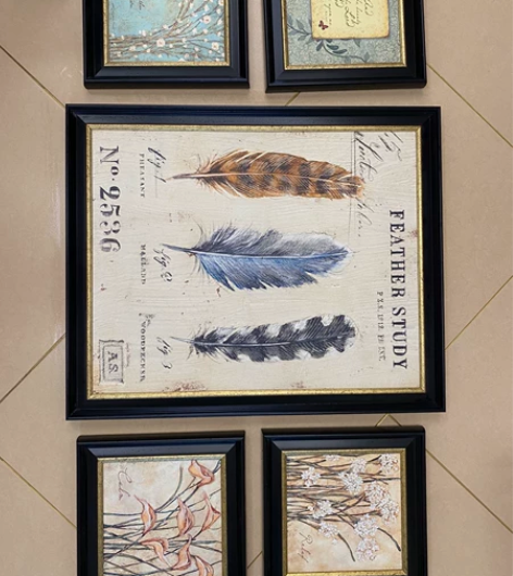 美式乡村壁画 客厅多联背景画沙发墙有框组合...