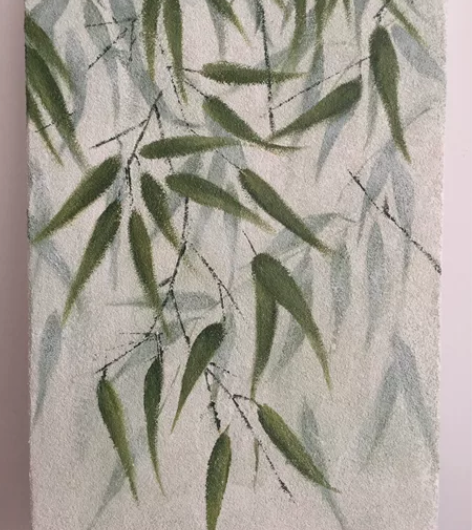 纯手绘 丙烯肌理画 竹影 苹果原相机无滤镜...