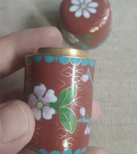 创汇时期景泰蓝 鎏金掐丝工艺 冠盖式纹瓶 ...