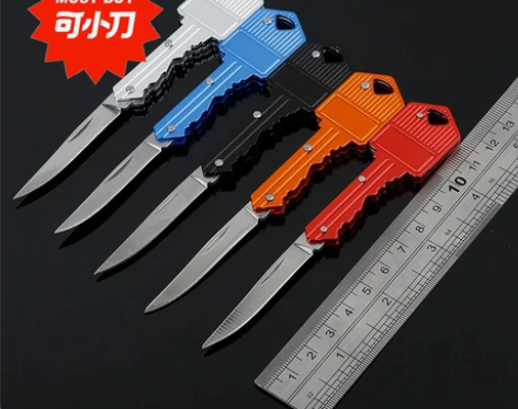 户外迷你随身钥匙刀多功能小道具野外求生折叠...