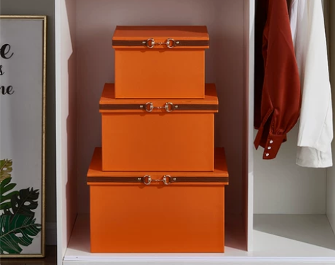 家用整理箱储物箱子皮质样板房装饰品摆件收纳...