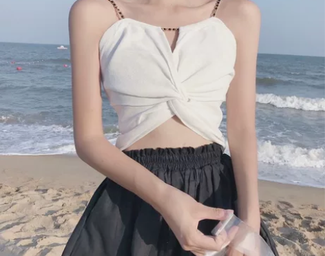 背心小吊带夏chic风性感高腰短款露脐上衣...