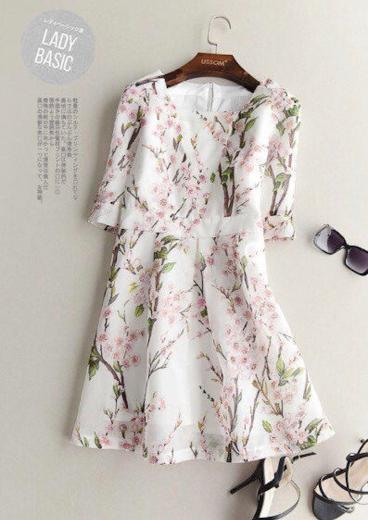 欧根纱 素色桃花连衣裙