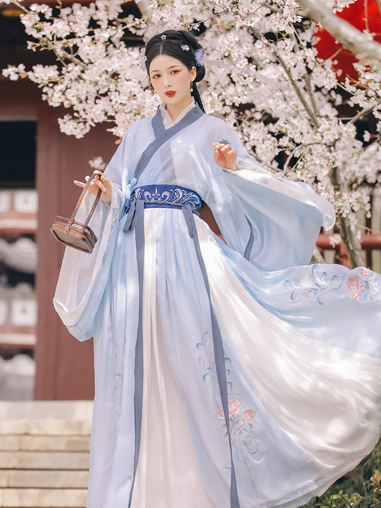 醉婵[灵语]原创汉服男女齐腰大袖交领襦裙魏...