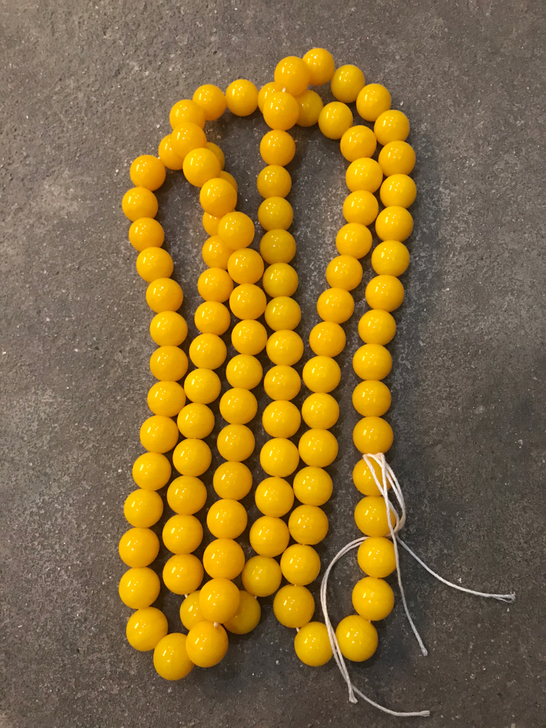 博山美琉老技师纯手工制作鸡油黄琉璃珠一串1...