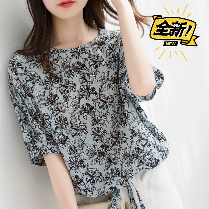 雪纺衫女中袖夏季女装2020新款百搭小衫宽...