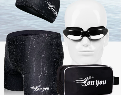 佑游男士游泳五件套装 游泳装备男时尚平角加...