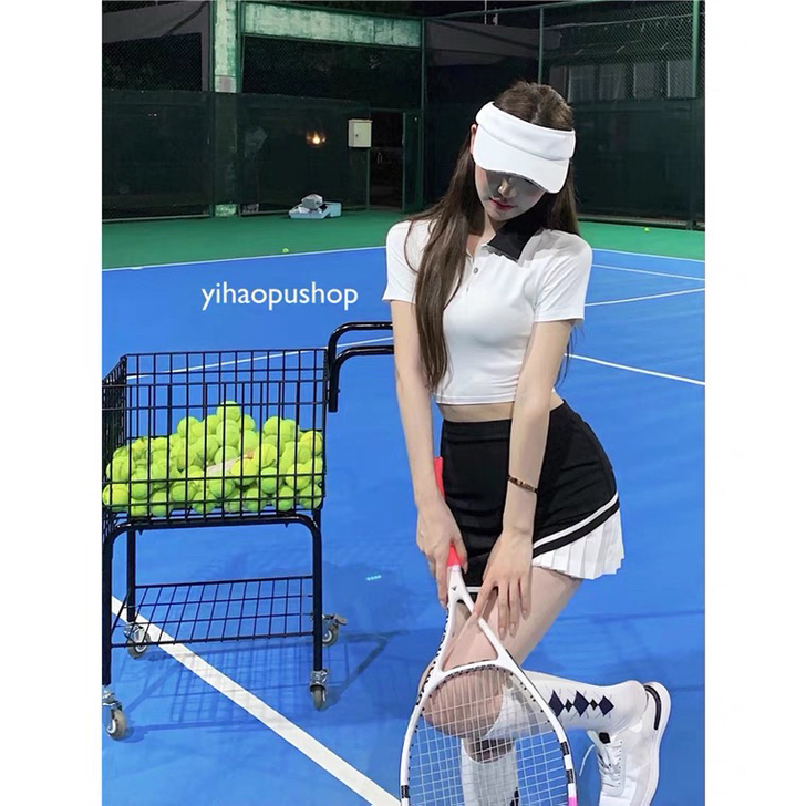 网球半身裙女高腰设计感小众拼接不规则短裙夏...