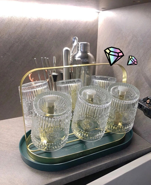 【全新包邮】北欧铁艺放水杯架子倒挂防尘置物...