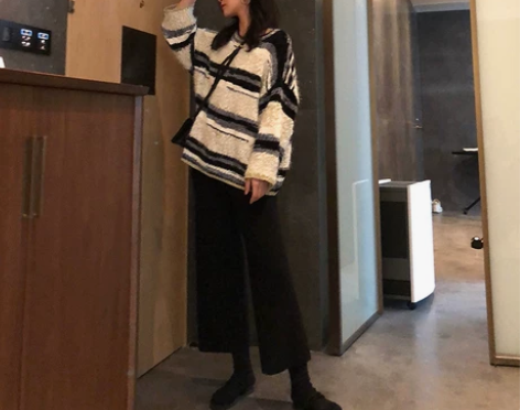 阔腿裤女秋 公子秋冬新款学生韩版高腰绑带复...