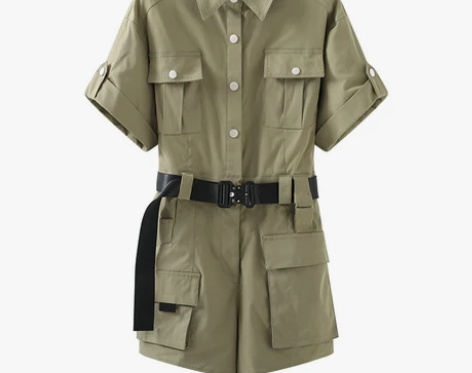 云地素2020夏季新款高腰气质复古显瘦工装...